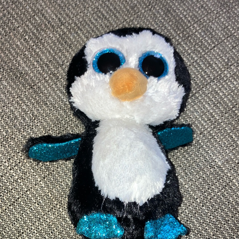 TY Penguin Plush Toy with Blue Accents